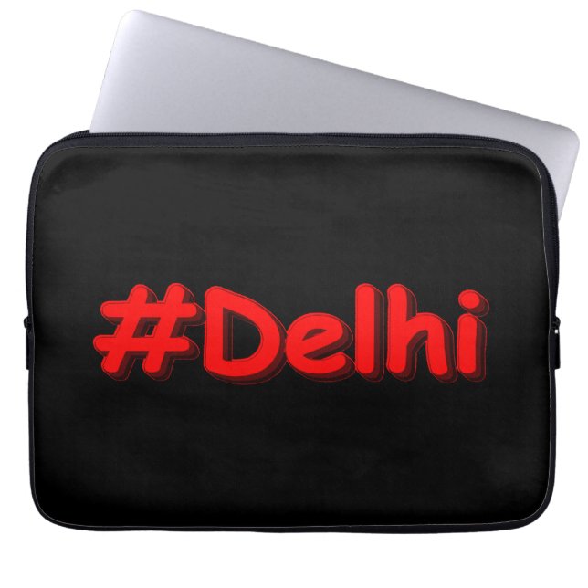 "#Delhi" Cute Design. Köp nu träboxstecken Laptop Fodral (Framsidan)