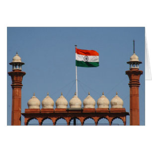 delhi fort flagga hälsningskort