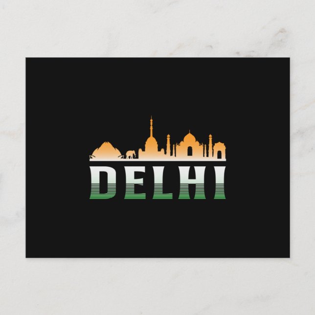 Delhi India City Cityscape Skyline Resa Funny Gift Vykort (Framsida)