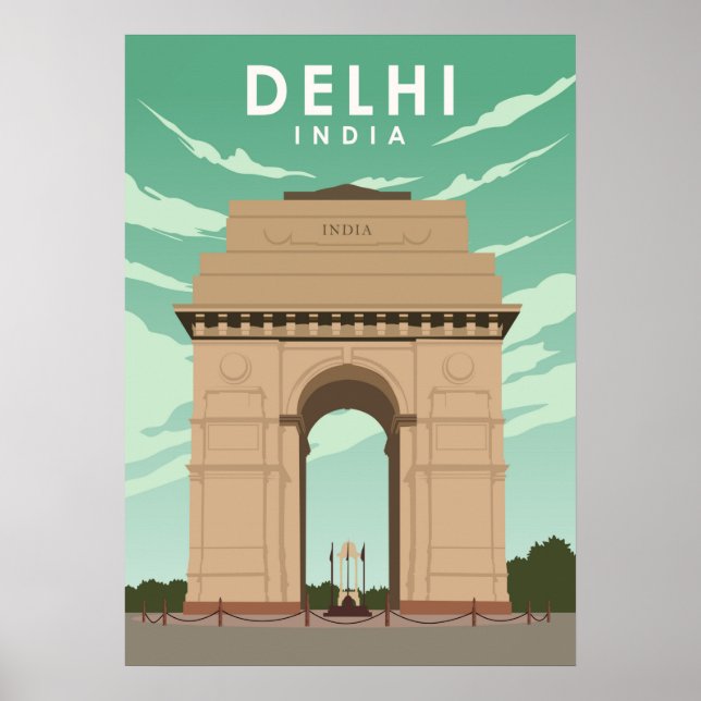 Delhi India Illustration Travel Poster (Framsidan)