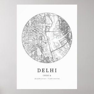 Delhi India Street Layout Karta Poster