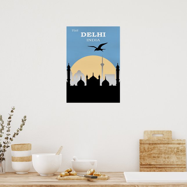 Delhi, Indien Resa Poster (Kök)
