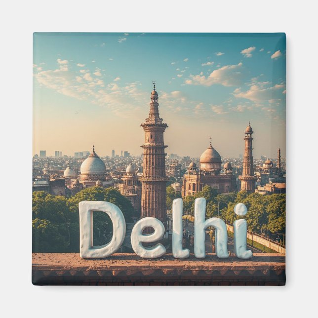 Delhi Indien Resedesign 🗺️ Magnet (Framsidan)