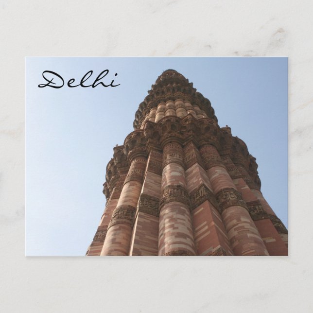 delhi qutb minar vykort (Framsida)
