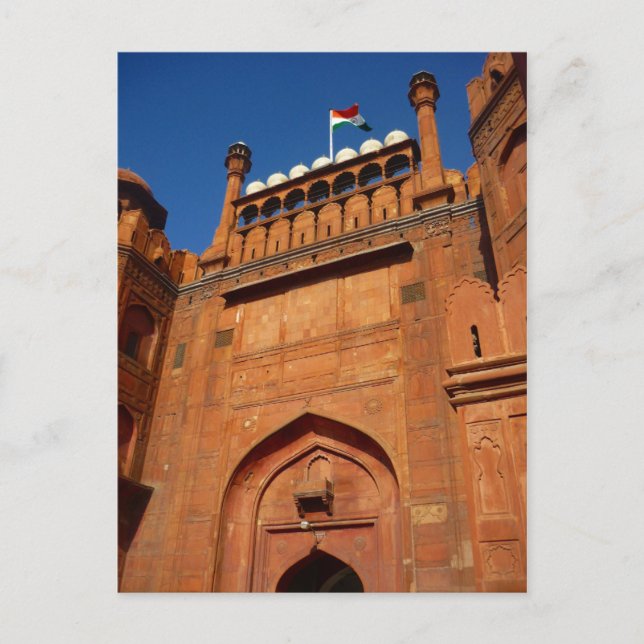 delhi red fort entry vykort (Framsida)