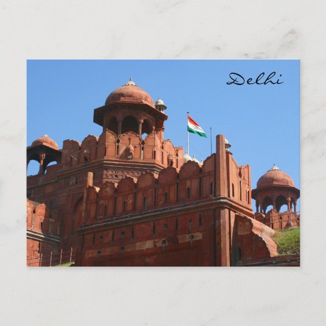 delhi red fort vykort (Framsida)