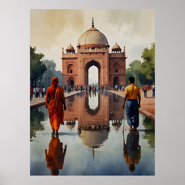 Delhi vattenfärgskonst poster (Framsidan)