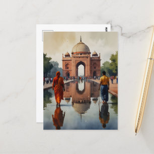 Delhi vattenfärgskonst vykort