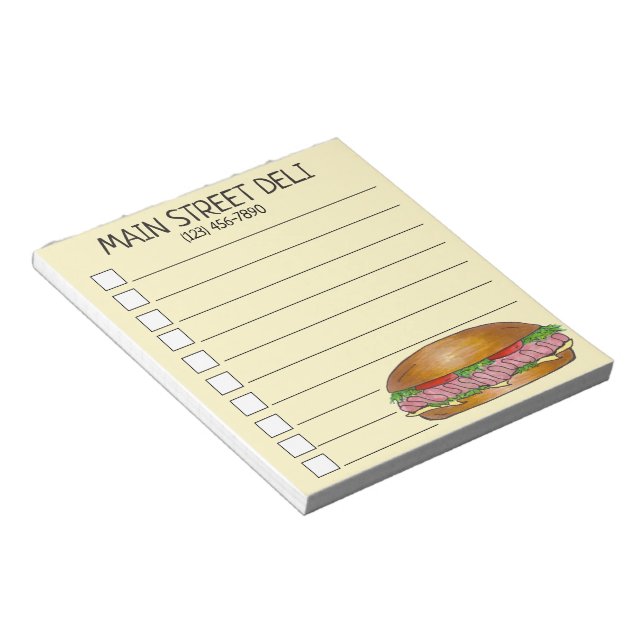 Deli Ham Cheese Sub SubMarine Sandwich Hoagie Anteckningsblock (Vinklad)
