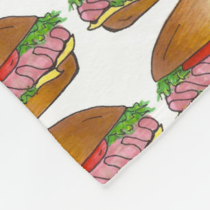 Deli Ham Cheese Sub SubMarine Sandwich Hoagie Fleecefilt