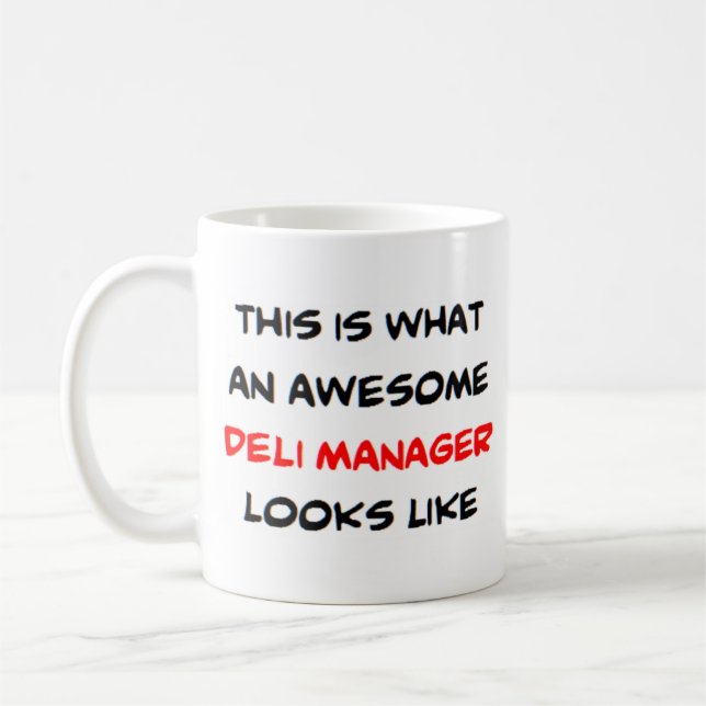 deli manager, fantastisk kaffemugg (Vänster)