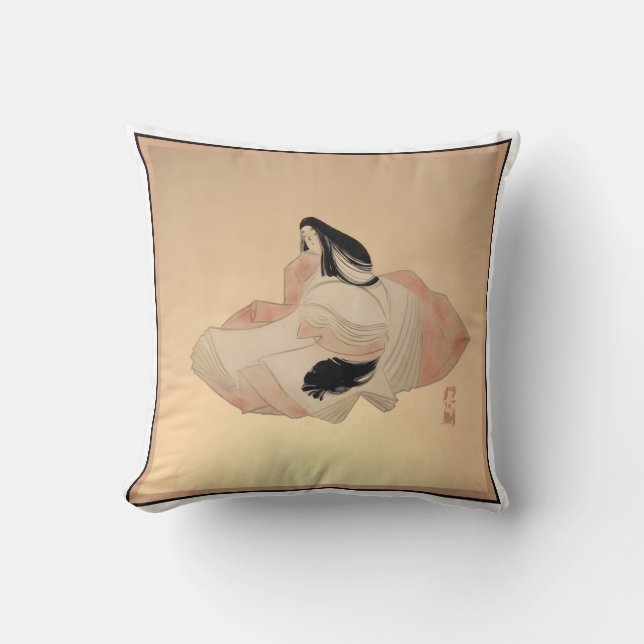 Delicate Ancient Japanese Print on Pillow Kudde (Framsida)
