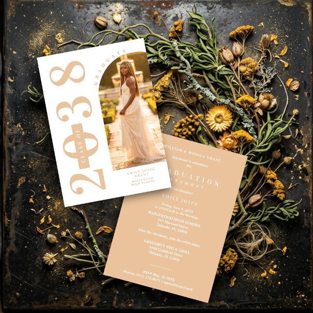 Delicate Arch MInimalist Grad Golden Shades  Inbjudningar (Delicate Arch Photo Minimalist Graduate Faux Gold Shades Photo Invitation Card Design. )