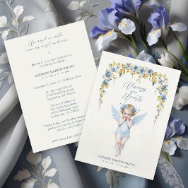 Delicate Blue Angel Condolence Remembrance Babies Inbjudningar