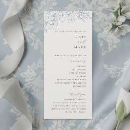 Delicate Blue Floral Wedding Program