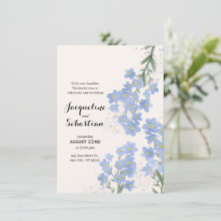 Delicate Blue Forget-Me-Not Wedding Inbjudningar