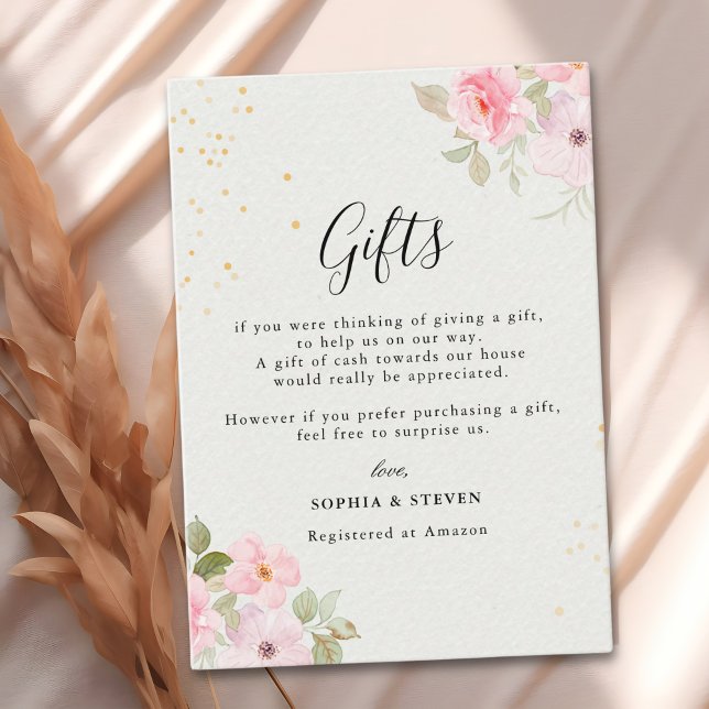 Delicate Blush Roses Wedding Theme Tilläggskort (Skapare uppladdad)