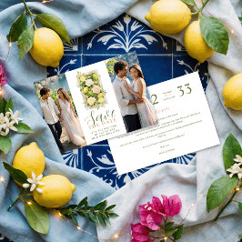 Delicate Botanical Lemon Floral 2-Photo Wedding Spara Datumet