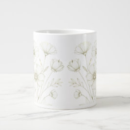 Delicate Cosmos Bouquet Line Art Grace Jumbo Mugg