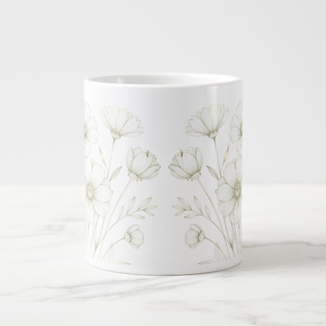 Delicate Cosmos Bouquet Line Art Grace Jumbo Mugg (Framsidan)