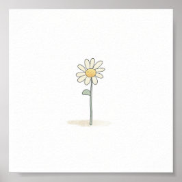 Delicate Daisy Illustration - Simple Sweet Flower Poster