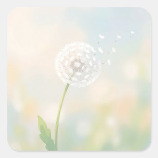 Delicate Dandelion Seeds in the Wind Fyrkantigt Klistermärke