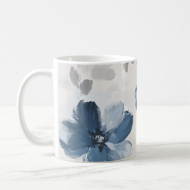 Delicate Dusty Blue Floral Art 🌸 Kaffemugg (Vänster)