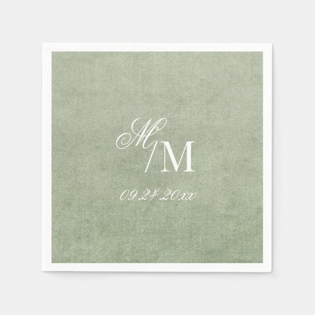 Delicate Elegant Minimal Sage Green Wedding Pappersservett (Framsidan)