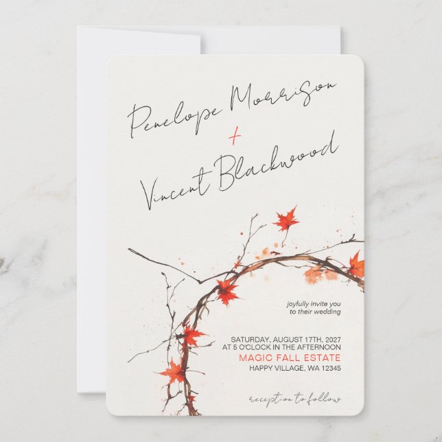 Delicate Fall Wedding Inbjudningar (Framsida)