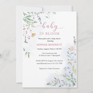 Delicate Floral Baby Shower Invitation Inbjudningar