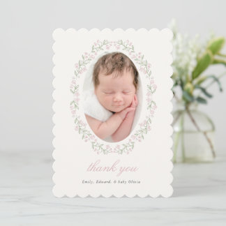 Delicate Floral Frame Baby Shower Photo Tack Kort