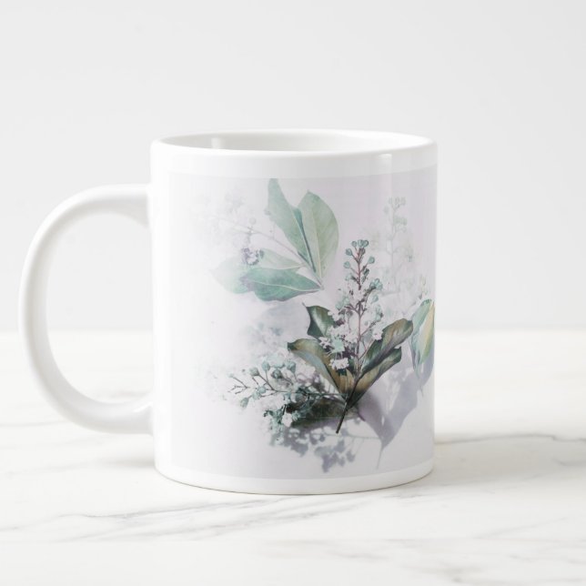 Delicate Floral Mug with beautiful quote  Jumbo Mugg (Vänster)
