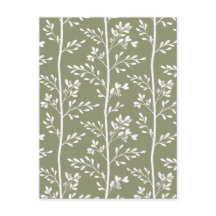 Delicate Flower Buds Bloom Minimalist Olive Floral