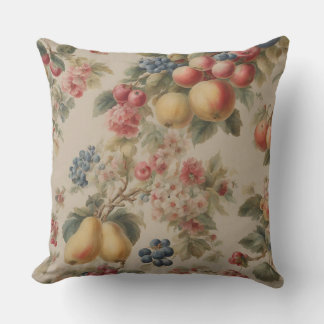 Delicate Flowers and French Fruits. Painted Style Kudde