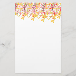 Delicate Garden Floral Monogram Stationery Paper Brevpapper