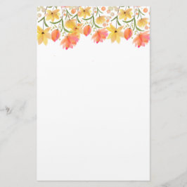 Delicate Garden Floral Monogram Stationery Paper Brevpapper