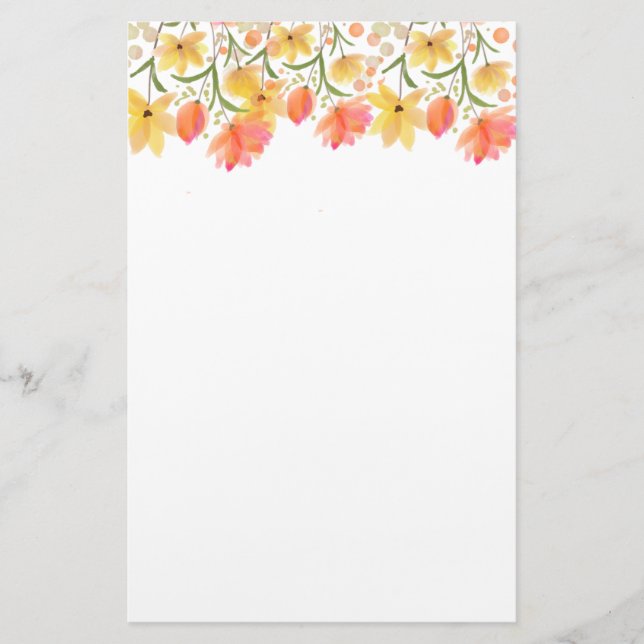 Delicate Garden Floral Monogram Stationery Paper Brevpapper (Framsida)