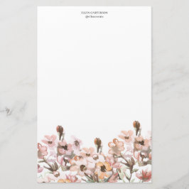 Delicate Garden Floral Monogram Stationery Paper Brevpapper