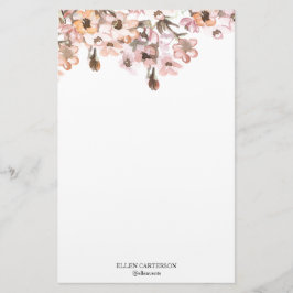Delicate Garden Floral Monogram Stationery Paper Brevpapper
