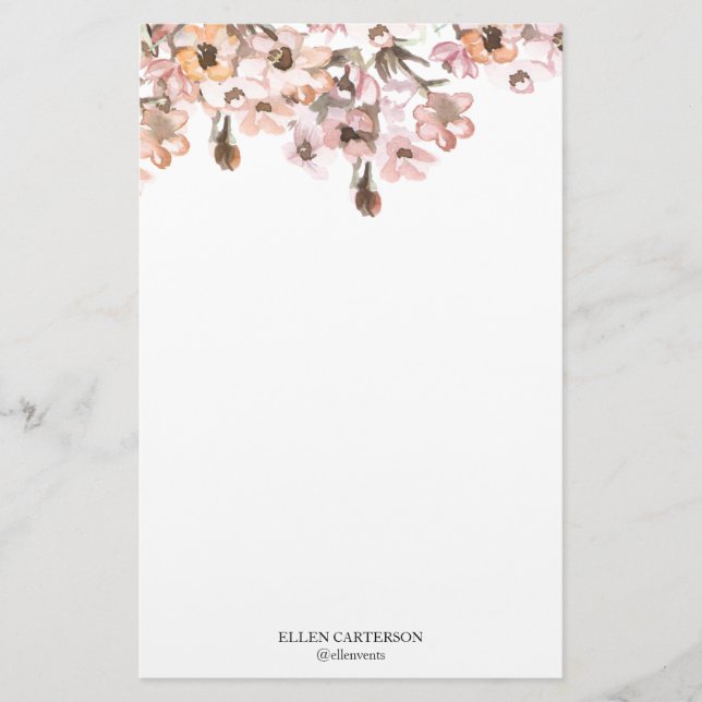 Delicate Garden Floral Monogram Stationery Paper Brevpapper (Framsida)