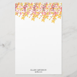 Delicate Garden Floral Monogram Stationery Paper Brevpapper