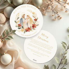 Delicate Glitter Holy Family Nativity Christmas Julkort