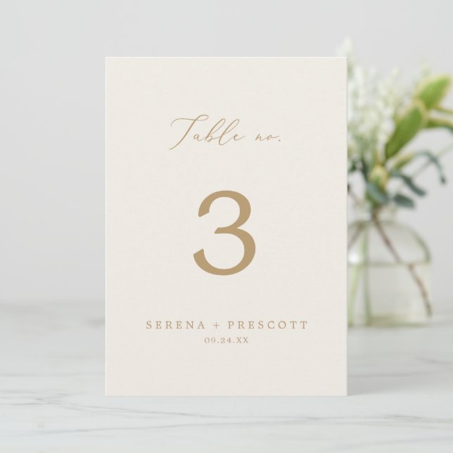 Delicate Gold Calligraphy | 5x7 Cream Table No. Inbjudningar (Stående Fram)