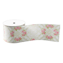 Delicate Gold Scrollwork & Pink Roses Floral