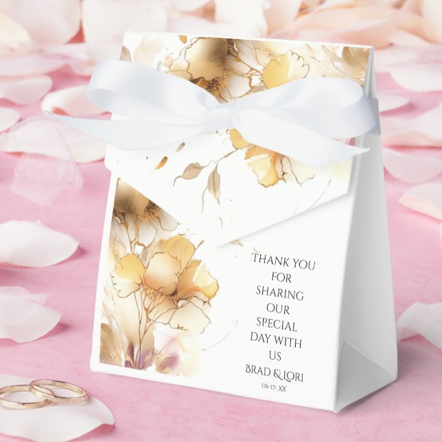 Delicate Golden Floral Presentaskar (Bröllop)