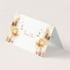 Delicate Golden Floral Thank You Card Kort