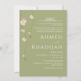 Delicate Hanging Peach Blossom Islamic Wedding Inbjudningar