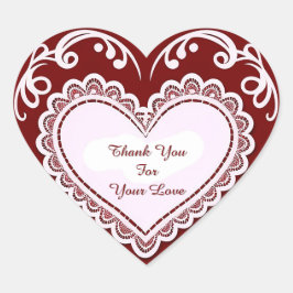 Delicate Lace Heart Card Hjärtformat Klistermärke