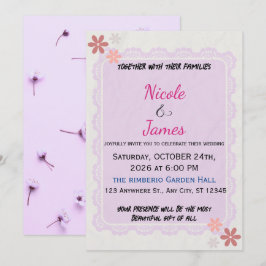 Delicate Lavender Lace Floral Wedding Invitation Inbjudningar