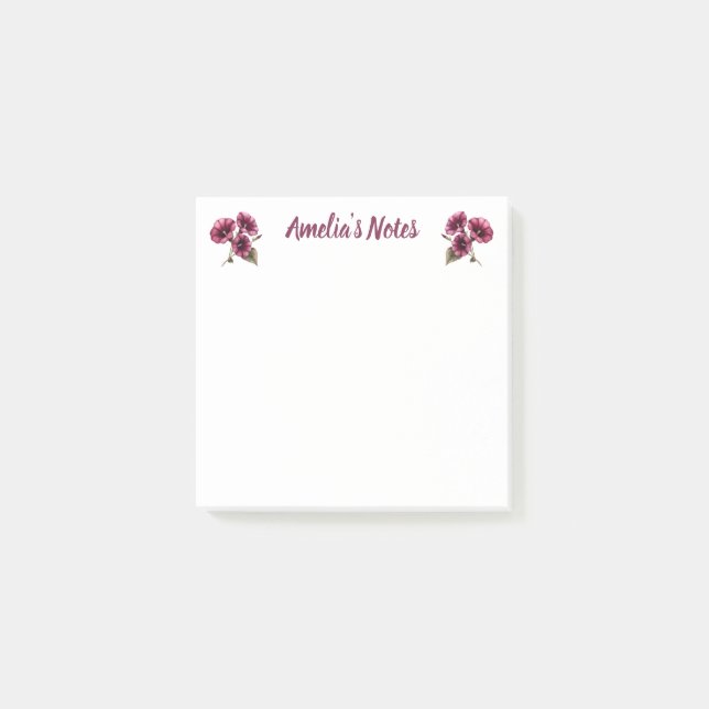 Delicate Morning Glory Floral Name Post-it Block (Framsida)